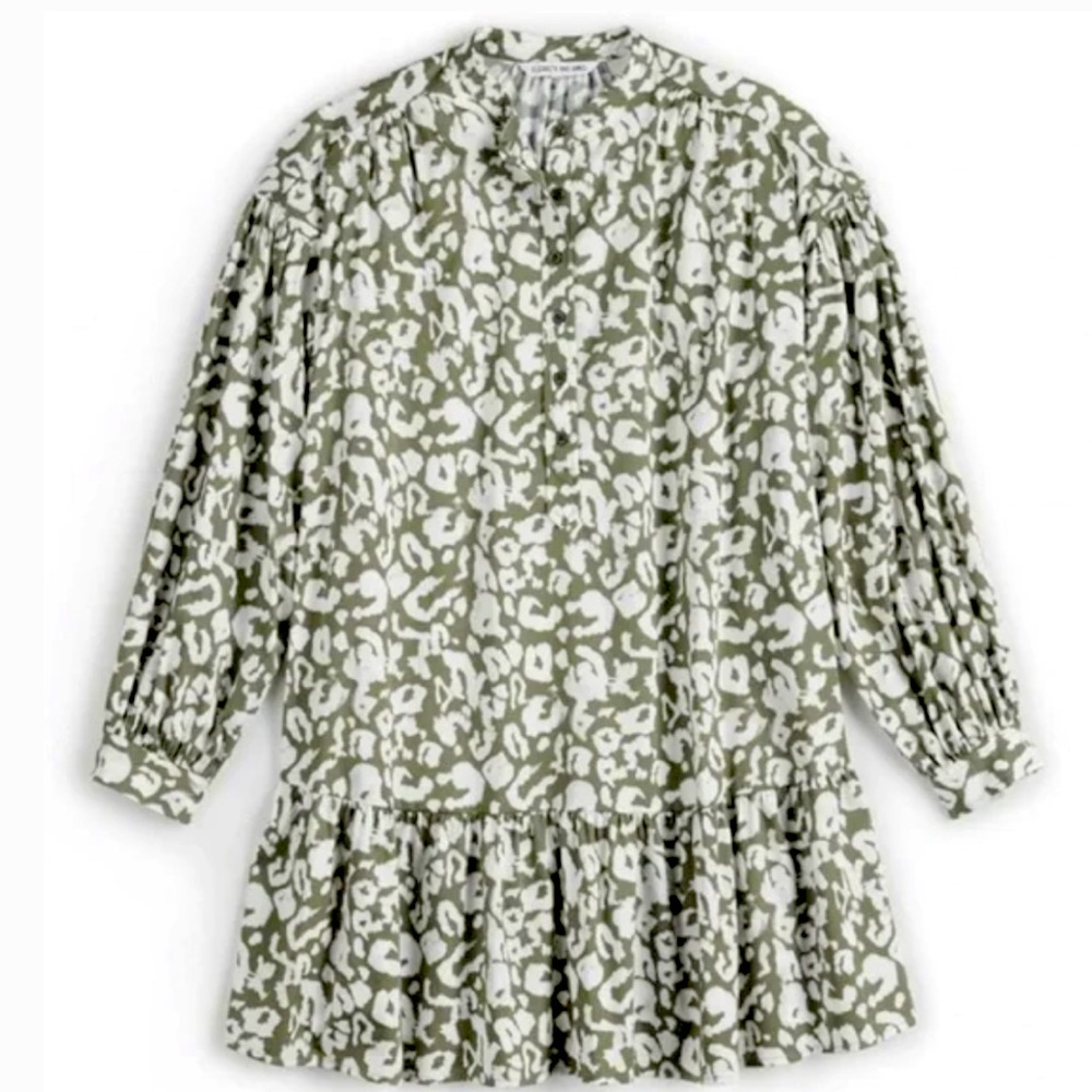 Elizabeth and James Dress; green & white abstract design; flirty sophisticated